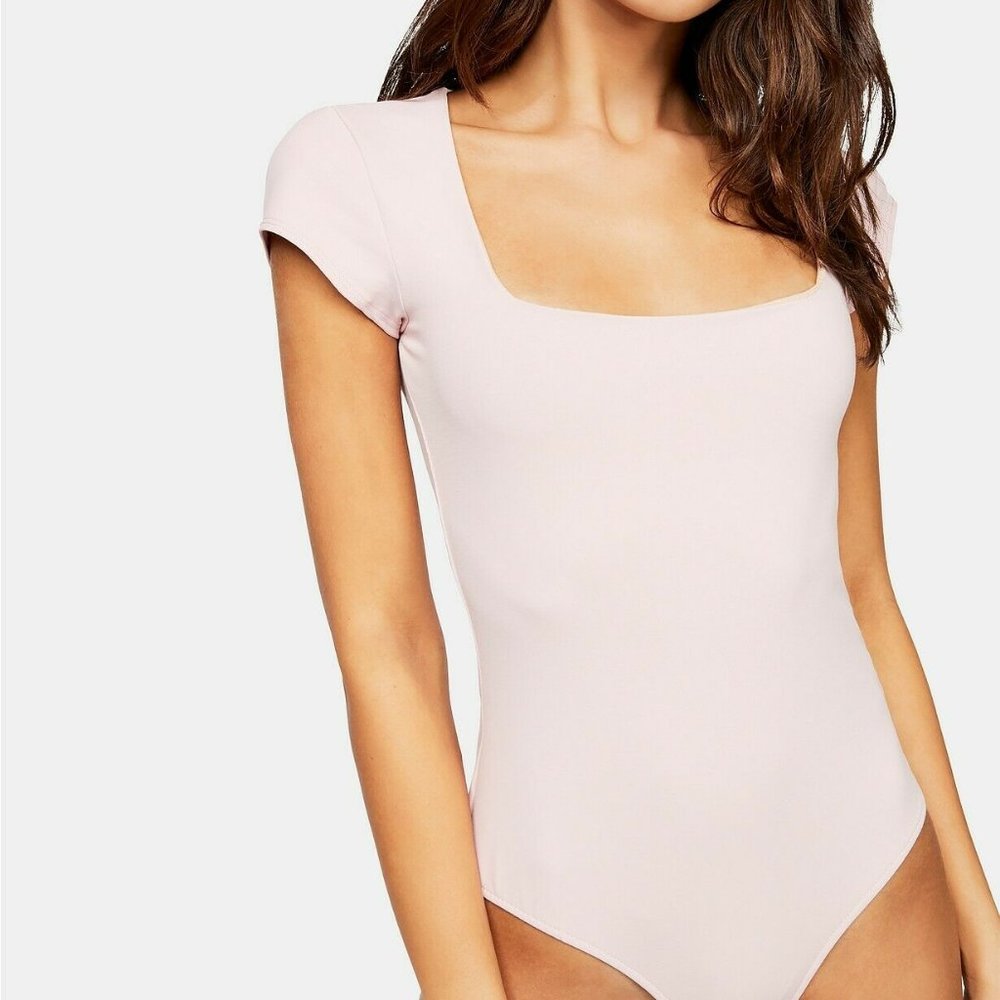Free People Square Eyes Thong Bodysuit in Rose M